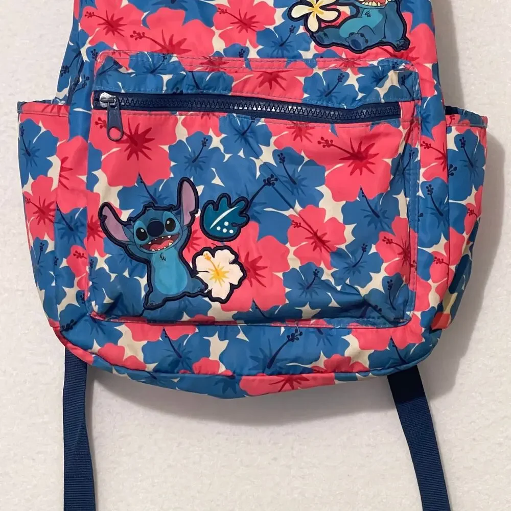 Disney Bioworld Stitch Backpack 12x16 Padded Straps Bottle Holder Zip Pockets